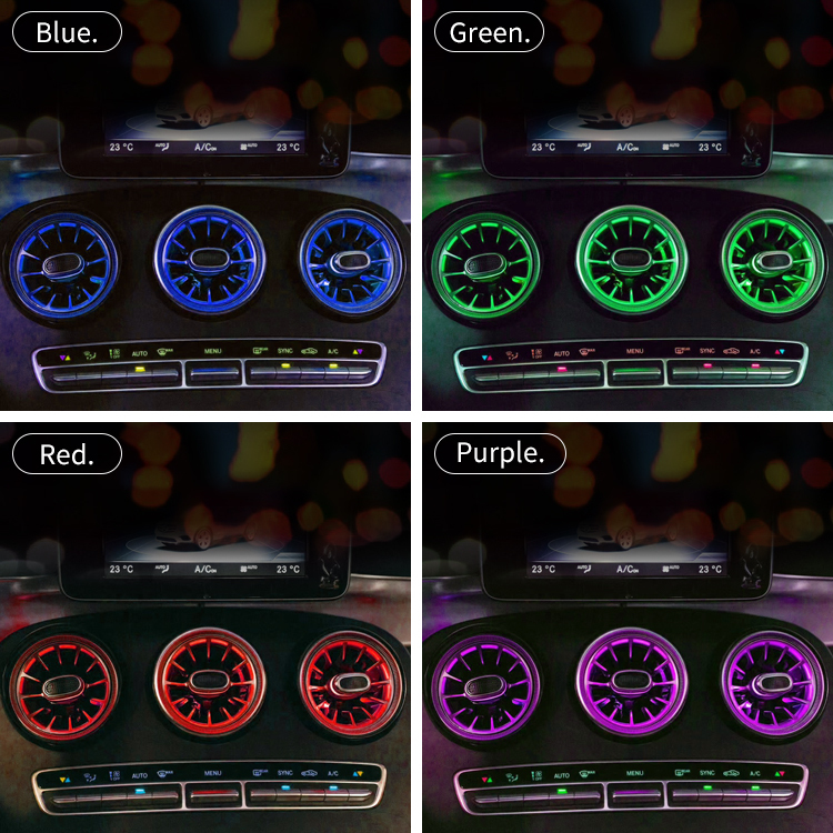 Factory Wholesale W205 Front Air Outlet 64 Colors Atmosphere Lights for 2015-2021 Mercedes-Benz C-class LED Conditioner Air Vent — main 3