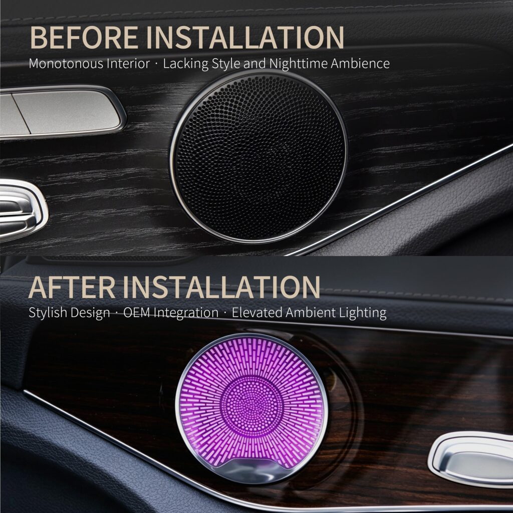 64-Color LED Midrange Speaker Cover Ambient Light for Benz C-Class W205 2015-2021 Interior Upgrade Door Speaker Atmosphere Lamp — main 6