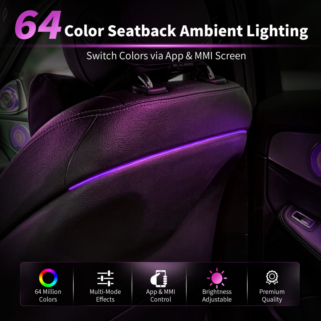 64 Colors Seat Backrest Ambient Light for Mercedes Benz C Class W205 2015-2021GLC X253 W213 Car Interior LED Light Modification — main 1