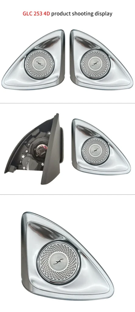 CKCP 64-Color 4D Perpetual Motion Rotating LED Speaker Silver+Black 304 Stainless Steel CE Certified Ambient Lighting Interior for Mercedes-Benz GLC X253