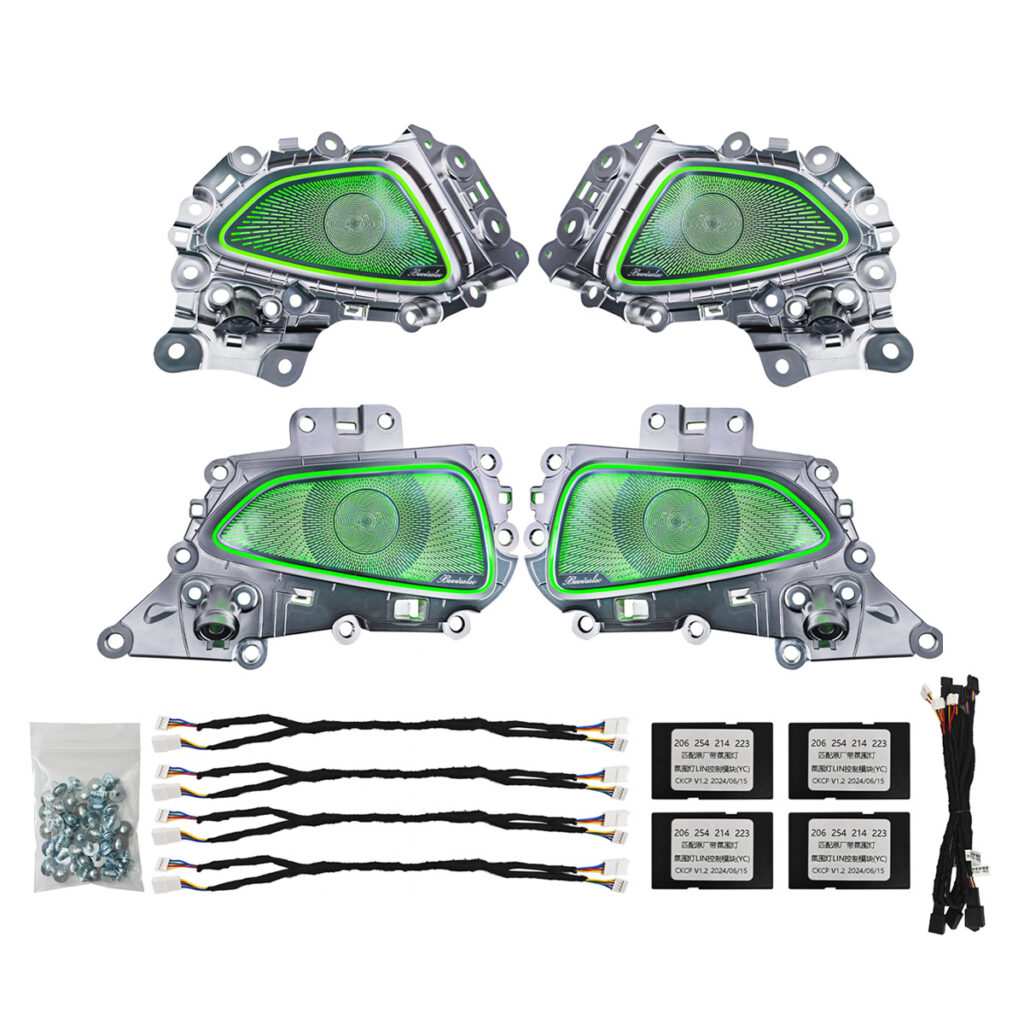 W214 Front & Rear Doors Speaker Cover 64colors LED Ambient Light for Mercedes Benz E-Class 2024+ Door Audio Luminous Panel