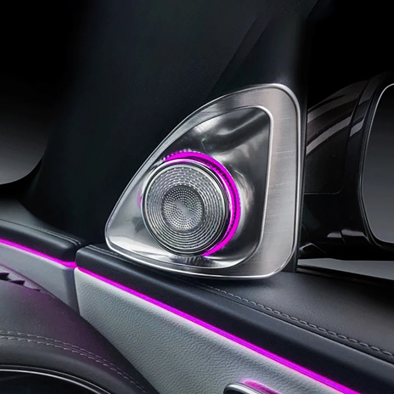 64 Colors W214 4D Rotating Tweeter+Speaker Cover LED Ambient Light Kit for Mercedes-Benz E-Class 2024+Car Interior Light Upgrade