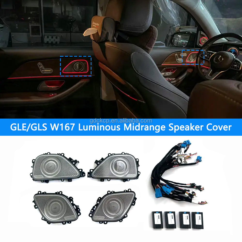 X167 Luminous Midrange Speaker Cover Ambient Lights for Mercedes Benz GLE/GLS-class 2020+ Center Illuminated Horn Cover