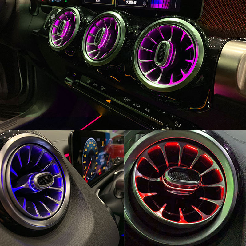 64 Colors Luminous Front Rear Turbine Air Vent LED Ambient Light for Mercedes Benz A/B-Class W177 W247 CLA C118 GLA/GLB X247