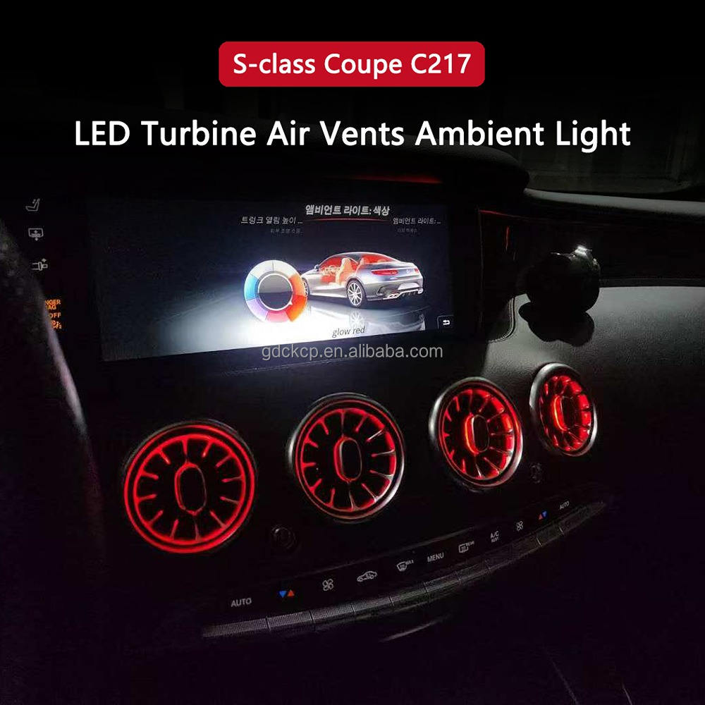 New Condition W217 64 Colors LED Turbine Air Vents for 2015-2021 Mercedes-Benz S-Coupe C217 S63 Upgrade Interior Atmosphere Lamp