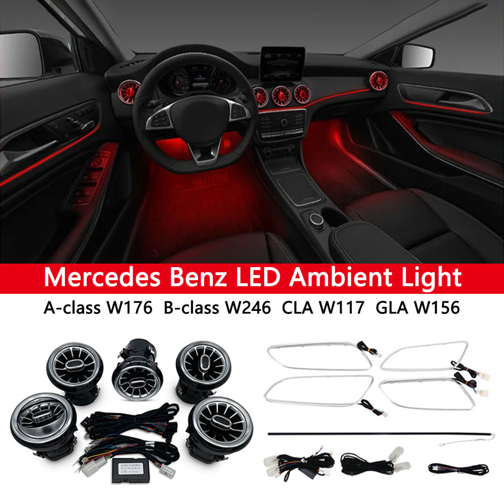 For Mercedes Benz B-class W246 GLA W156 Auto Lighting System Interior Atmosphere 12 Colors Led Ambient Light Turbine Vents
