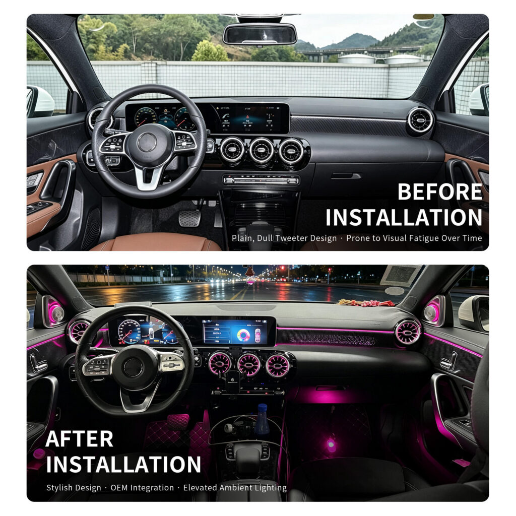 7-Piece Full Set W177 Ambient Light Kit for 2019-2026 Benz A-class CLA C118 LED Turbine Vents Speaker Cover Car Atmosphere Lam