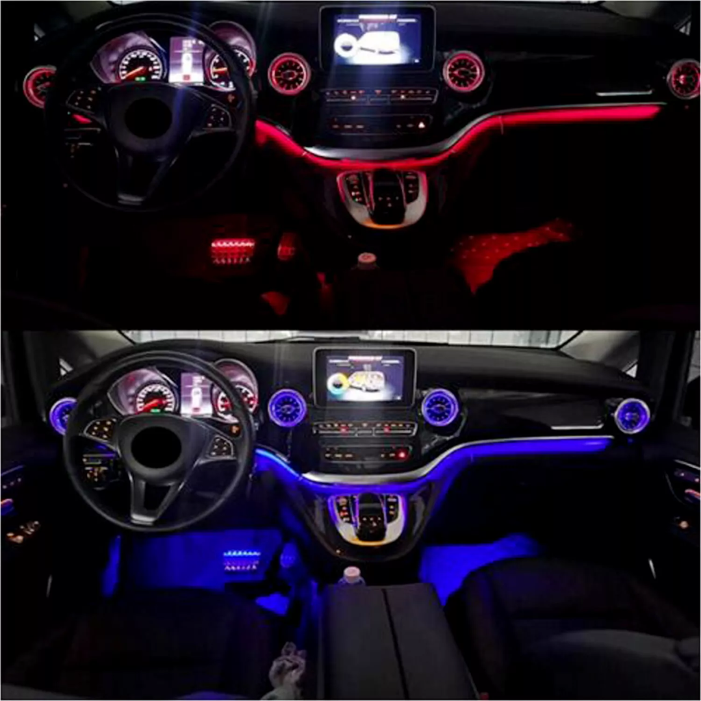 Hot Sale 4 PCS Front Turbine Air Vent 64 Colors LED Ambient Light for Mercedes Benz V Class W447