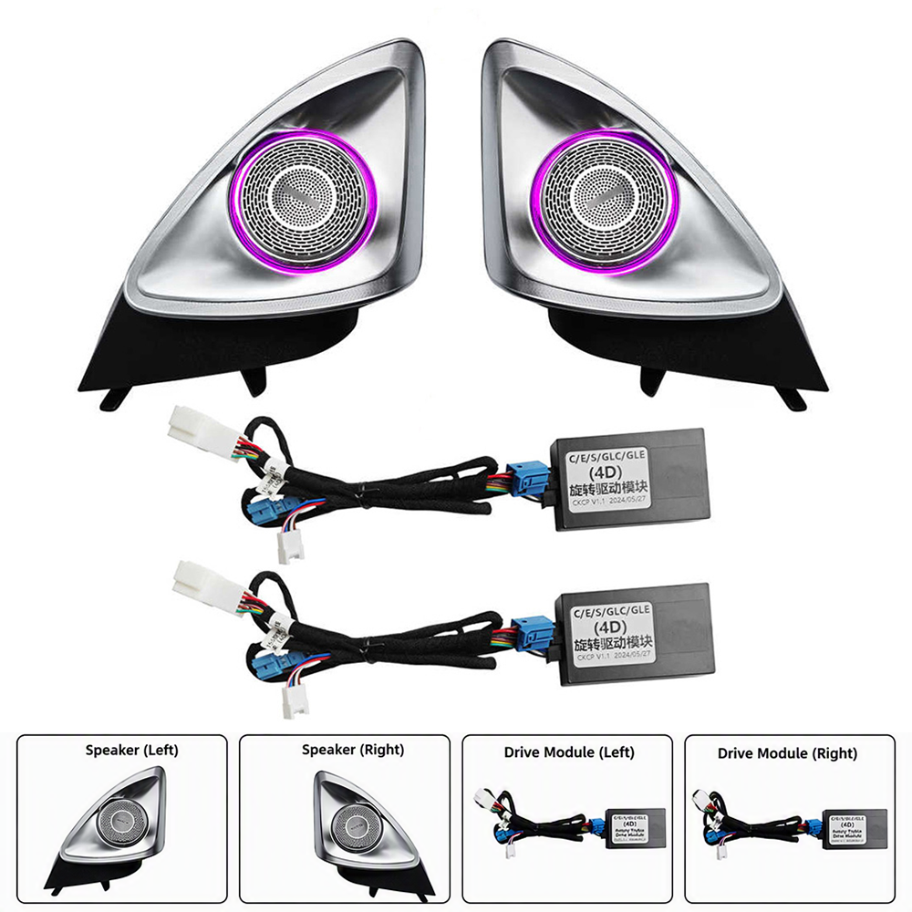 4D Rotating Tweeter Speaker 64 Colors LED Ambient Light for Mercedes-Benz GLA-Class X156 2013-2019 Car Interior Modification Kit