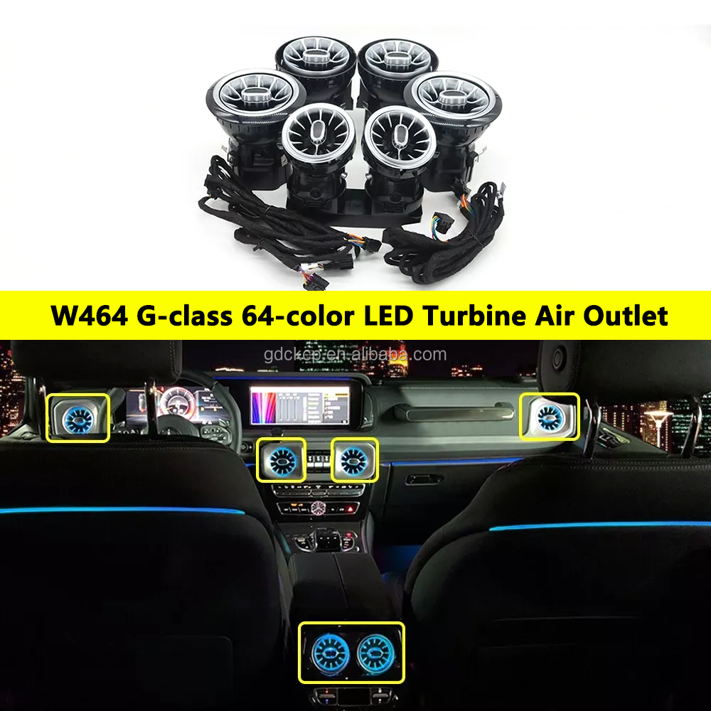 Super Cool W463 (2018) Luminous Turbine Air Vent Ambient Light for Mercedes Benz G-class 64 Colors Air Conditioning Outlet LED Lights