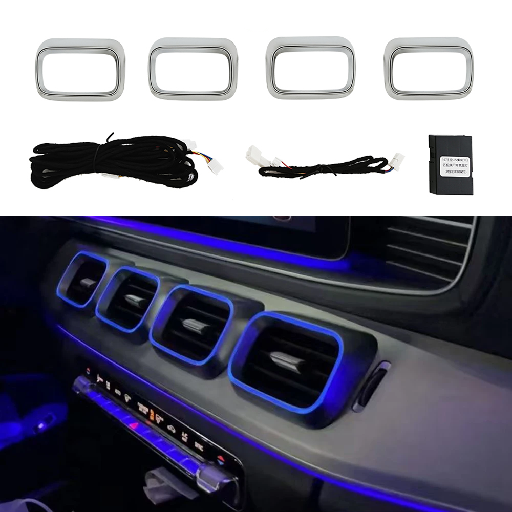 64 Colors Front Air Vent Ambient Lighting — 4 Pieces for Mercedes-Benz GLS X167 SUV 2020-2026