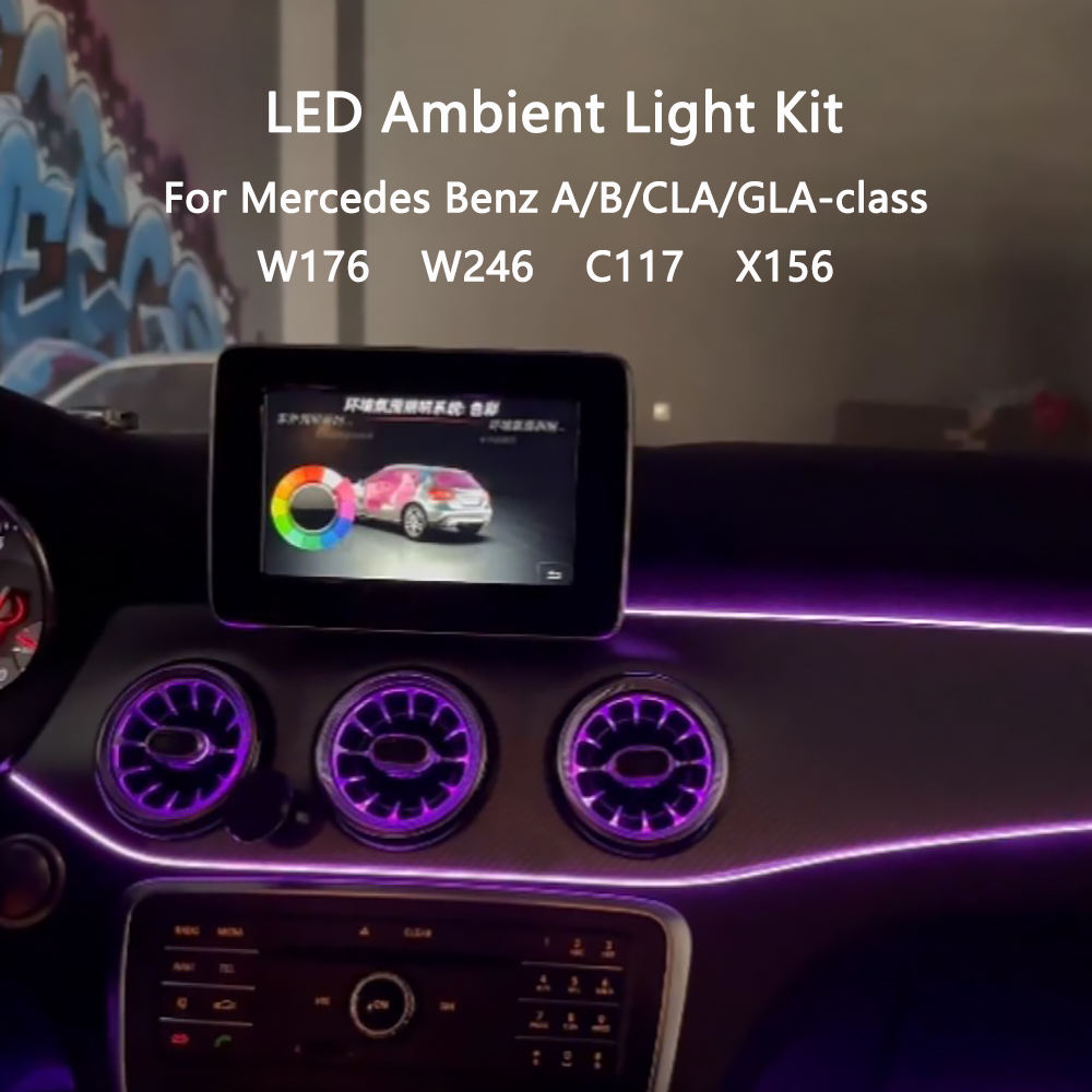 W176 Car Front Turbine Air Outlet 12 Colors Ambient Light for Mercedes Benz A-class 2013-2018 CLA W117 Luminous Air Vent