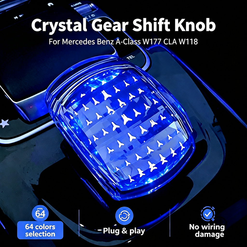 Luxury Crystal Gear Shift Knob Ambient Light for Benz A-Class W177 CLA GLA GLB GLE GLS EQA EQB Interior Decoration Accessories