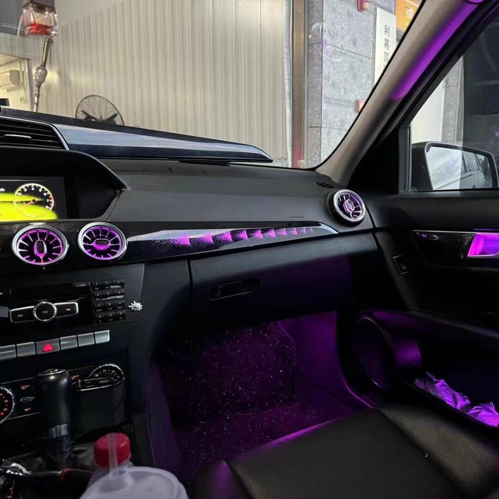 W204 Dynamic Atmosphere Lamp for Mercedes-Benz C-Class 2010-2014 Center Console Panel Upgraded Turbine Air Vent Ambient Light