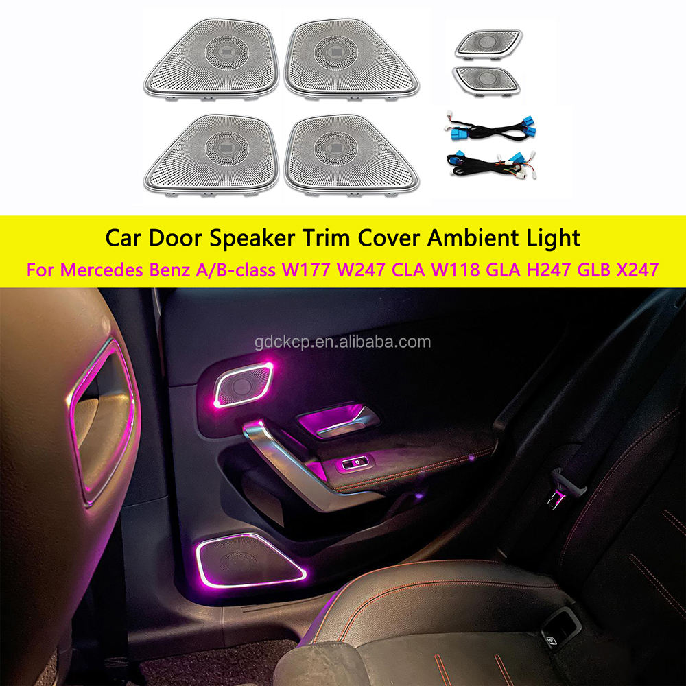 Car Door Speaker Trim Cover Ambient Light for Benz A/B-Class W177 W247 CLA W118 GLA H247 GLB X247 Luminous Auto Horn Cover