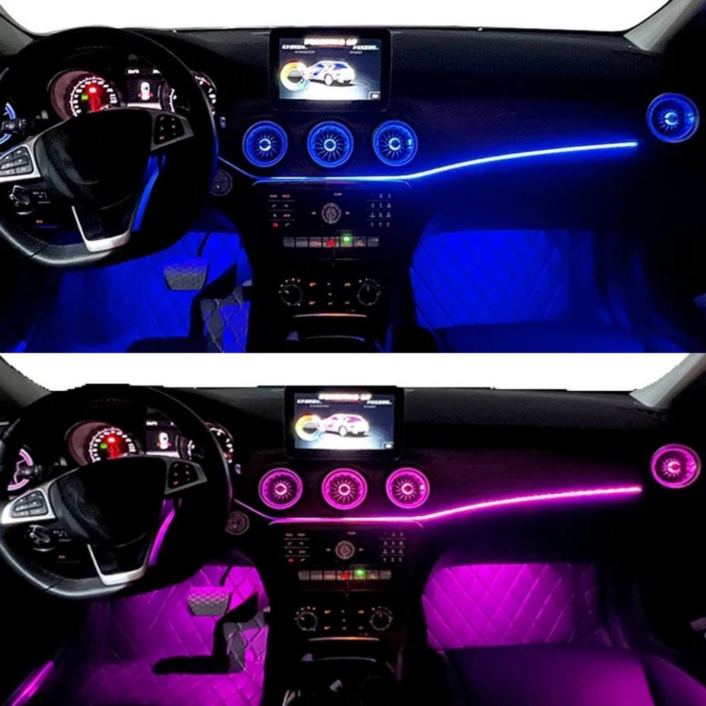 W176 EQS Style Front Air Vents 12 Color LED Ambient Light For Mercedes-Benz A-Class 2013-2018 CLA W117 W246 GLA X156 Air Outlet