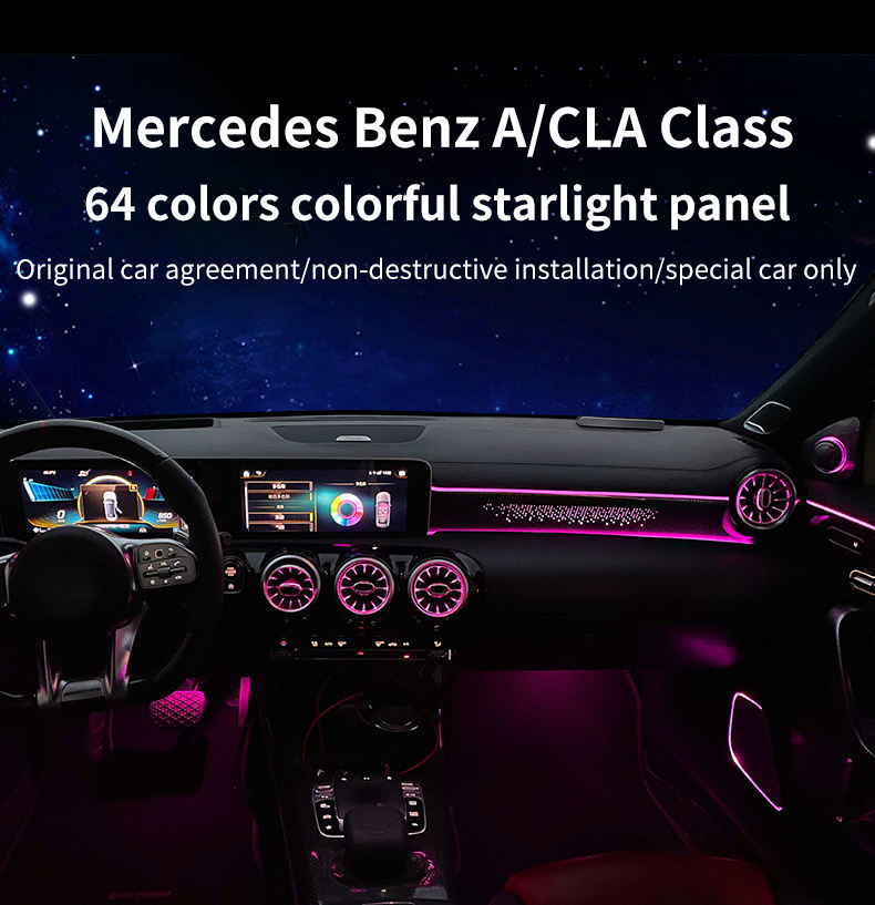 W177 Ambient Light Kit for Mercedes Benz A-class W177 CLA C118 Upgraded 64 Colors Interior Atmosphere Light Accessories