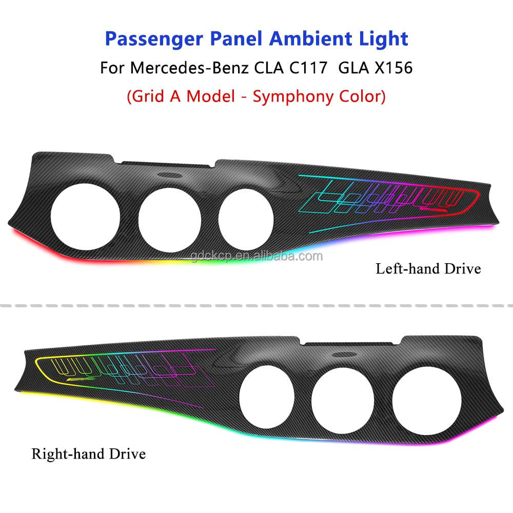 Right-hand Drive W156 Passenger Interior Panel Ambient Light for Mercedes-Benz CLA W117 GLA X156 Co-pilot Carbon Fiber Panel