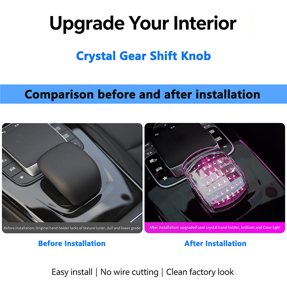 Luxury Crystal Gear Shift Knob Ambient Light for Benz A-Class W177 CLA GLA GLB GLE GLS EQA EQB Interior Decoration Accessories