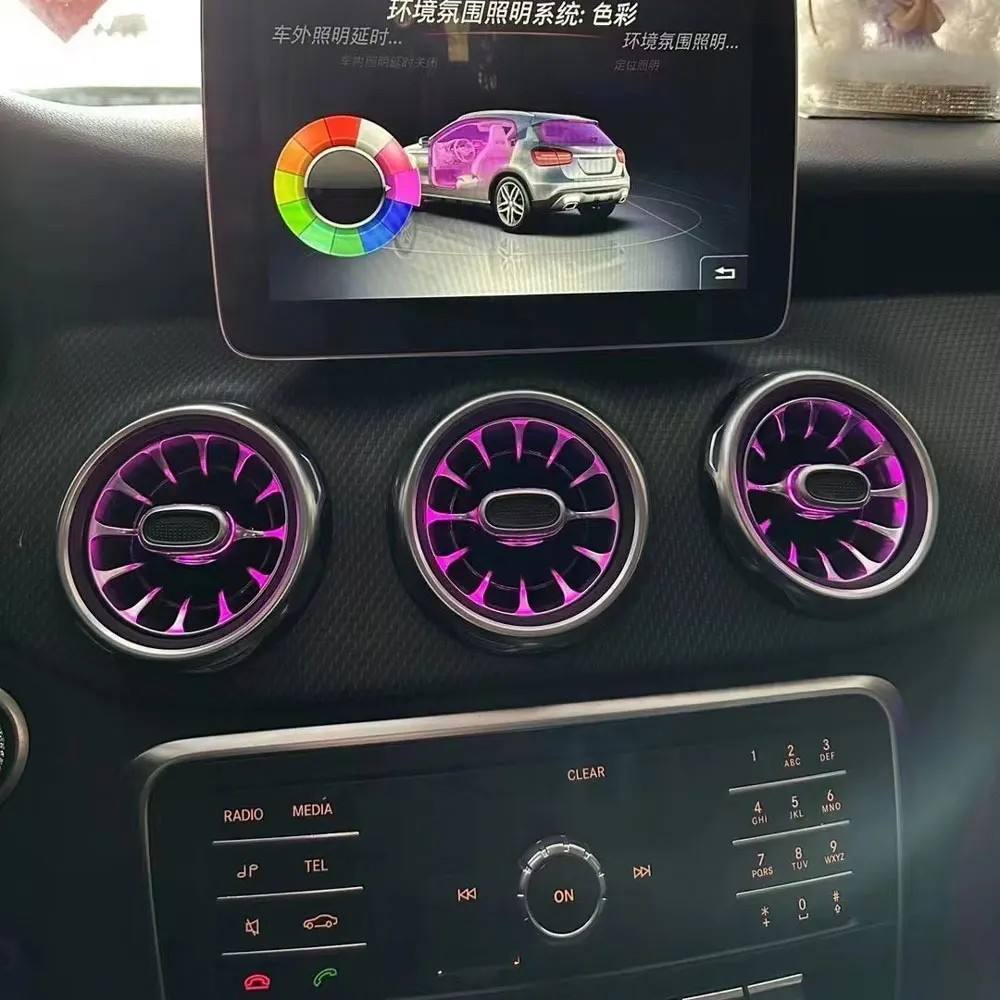 W176 Car Front Turbine Air Outlet 12 Colors Ambient Light for Mercedes Benz A-class 2013-2018 CLA W117 Luminous Air Vent