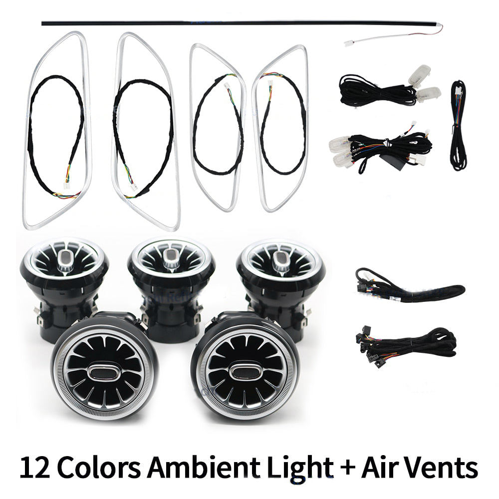For Mercedes Benz B-class W246 GLA W156 Auto Lighting System Interior Atmosphere 12 Colors Led Ambient Light Turbine Vents