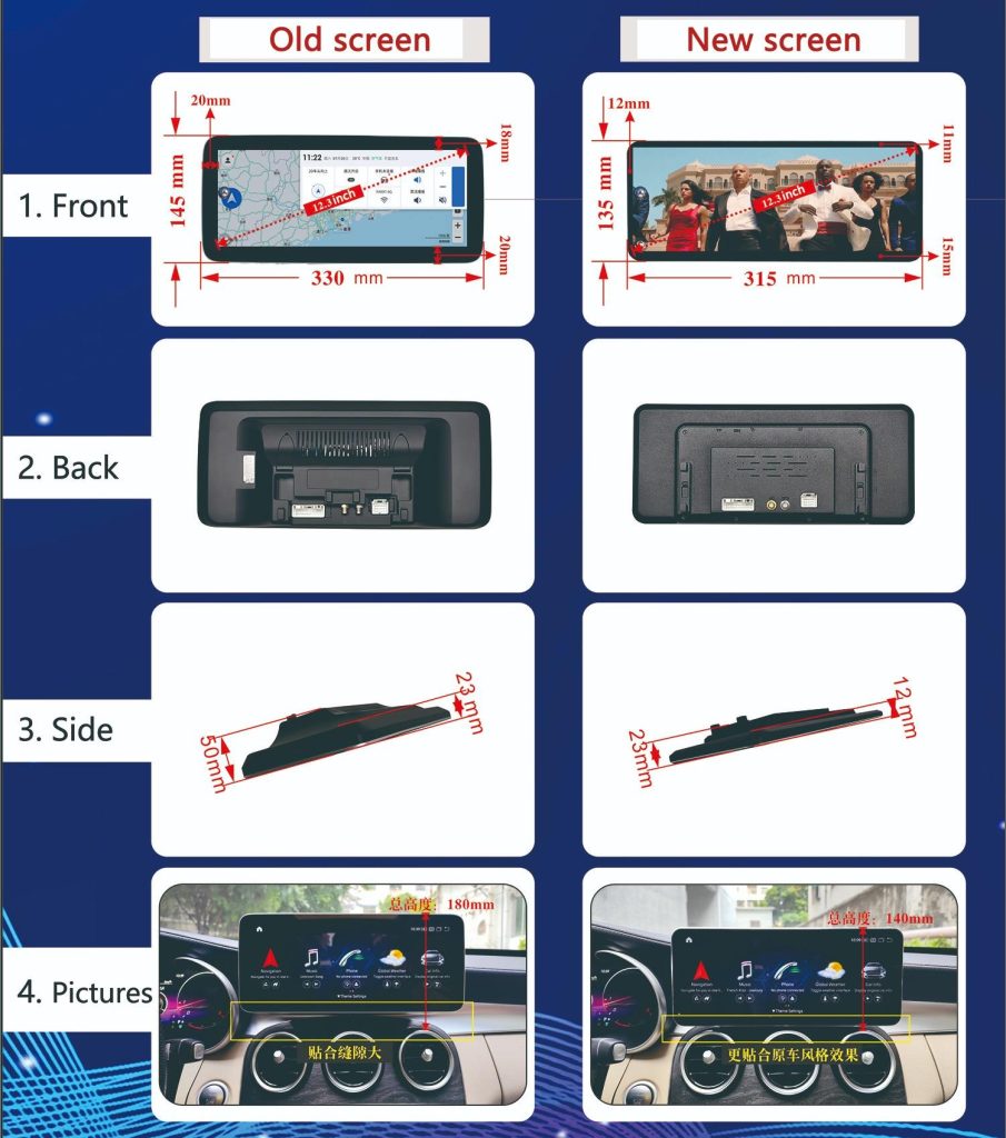 12.3-Inch Dashboard Touch Screen — Old and New Versions for Mercedes-Benz GLC X253
