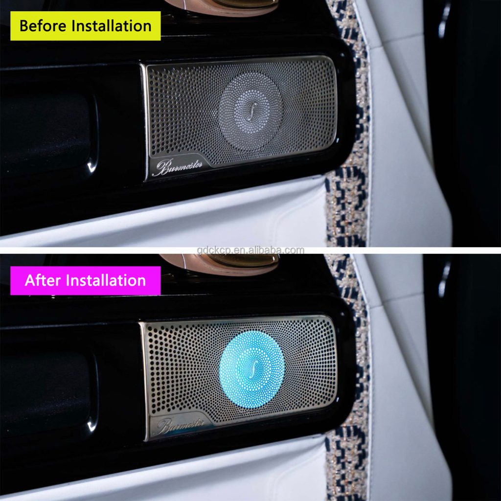 W463 (2018) Luminous Midrange Speaker Cover 64 Colors Ambient Lights for Mercedes Benz G-class 2019-2024 Center Illuminated Horn Cover
