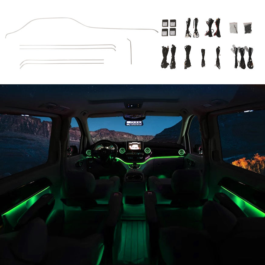 Hot Sale 4 PCS Front Turbine Air Vent 64 Colors LED Ambient Light for Mercedes Benz V Class W447