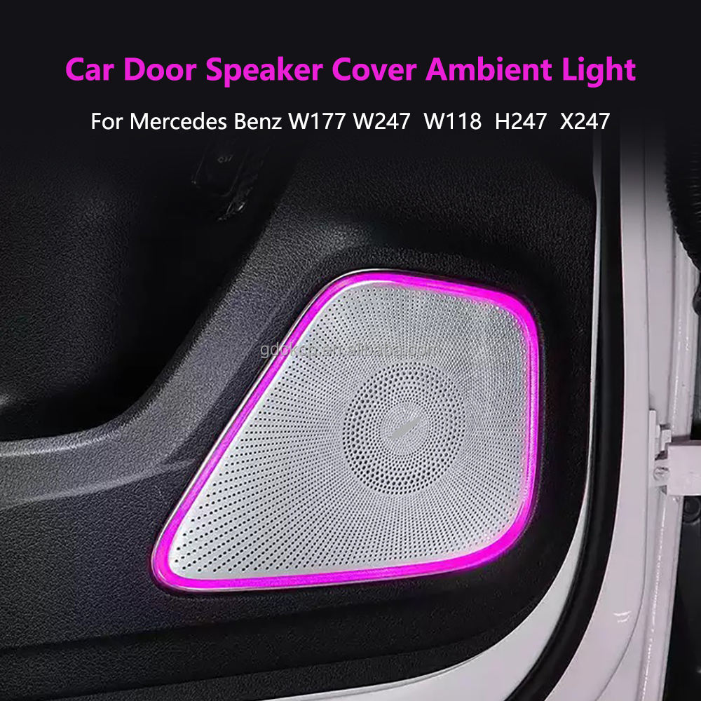 Car Midrange Speaker Cover 64 Colors Ambient Light for Benz New A/B/CLA/GLA/GLB W177 W118 W247 LED Horn Audio Trim Cover