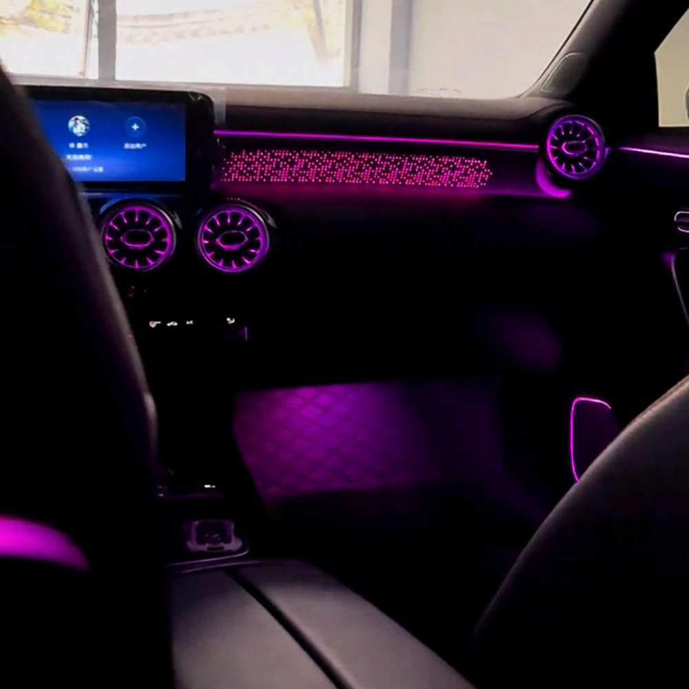 For Mercedes Benz A-Class W177 CLA W118 Starlight Edition Passenger Side Dashboard Trim Panel 64-Color LED Ambient Light Upgrade
