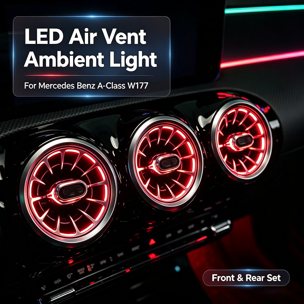 64 Colors LED Air Vent Outlet Ambient Light for Mercedes-Benz A-class W177 CLA W118 Car Air Vent Interior Lighting Upgrade