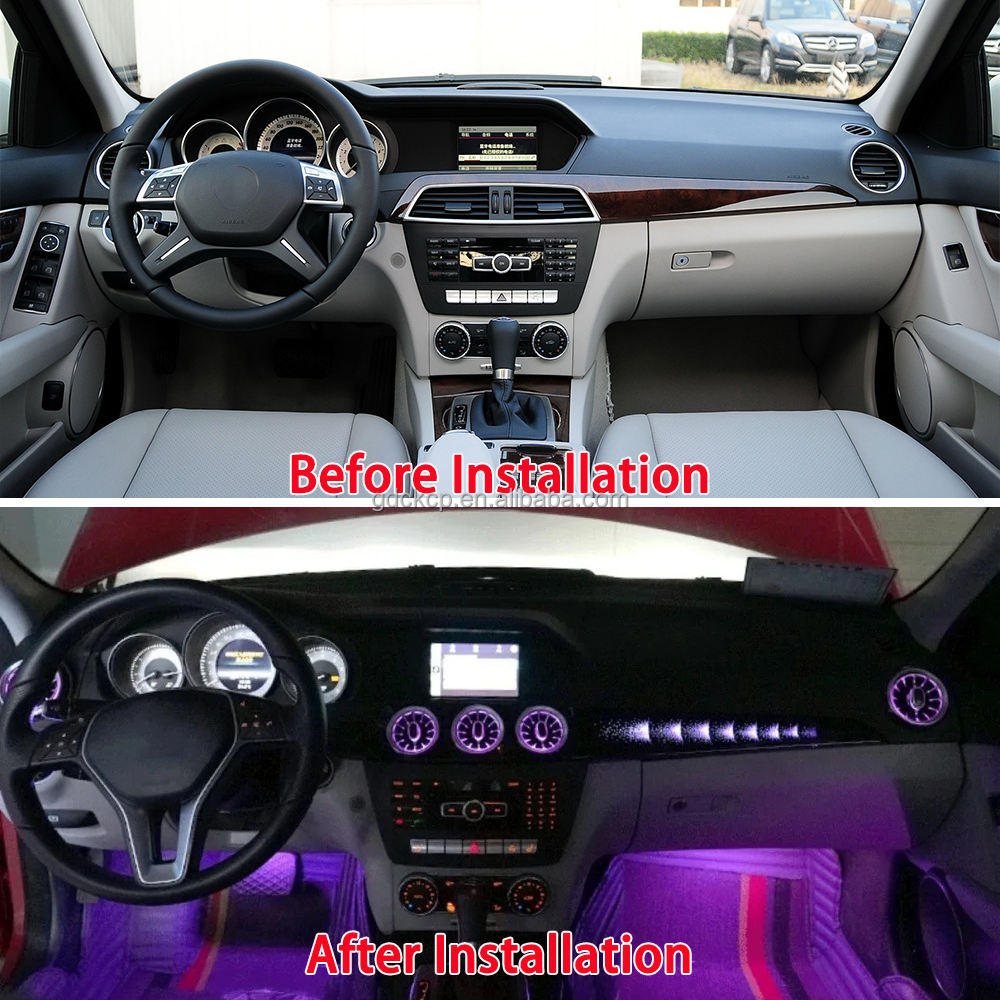 W204 Dynamic Atmosphere Lamp for Mercedes-Benz C-Class 2010-2014 Center Console Panel Upgraded Turbine Air Vent Ambient Light