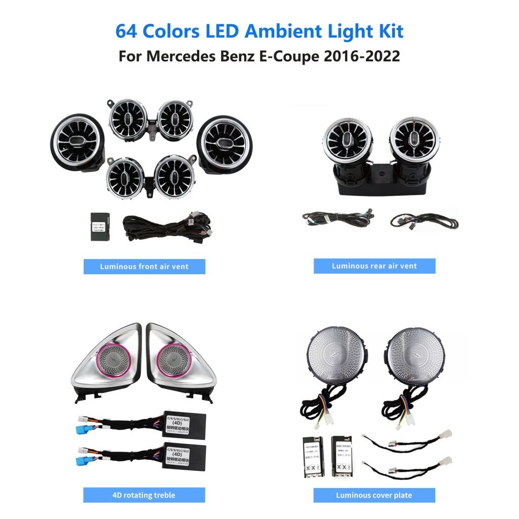 C238 64 Colors Air Vent 4D Rotating Tweeter Ambient Light for Mercedes Benz C238 E-coupe Interior Ambience Light