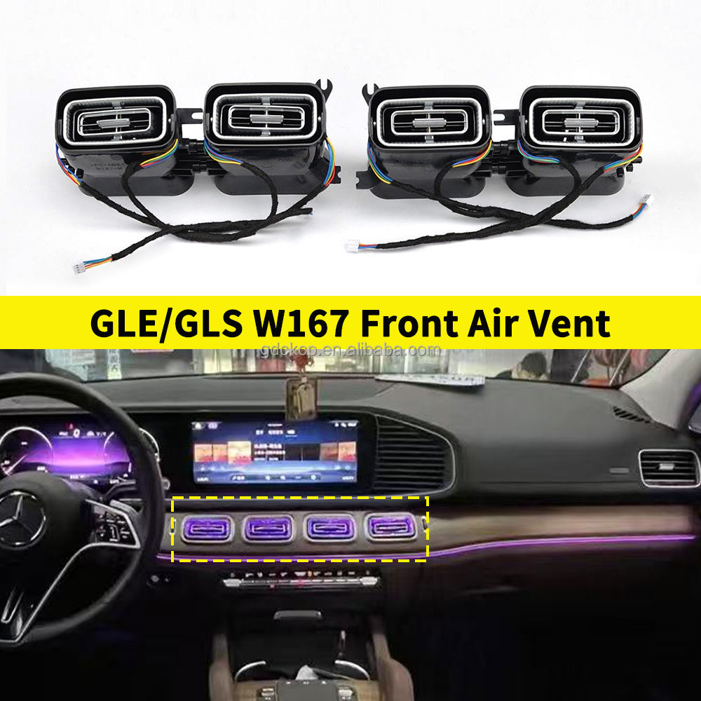 64 Colors Front Air Vent Ambient Lighting — 4 Pieces for Mercedes-Benz GLS X167 SUV 2020-2026