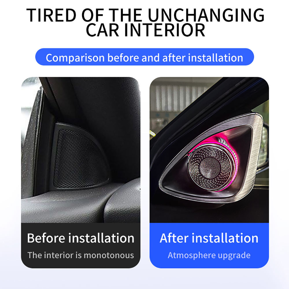 4D Rotating Tweeter Speaker 64 Colors LED Ambient Light for Mercedes-Benz GLA-Class X156 2013-2019 Car Interior Modification Kit