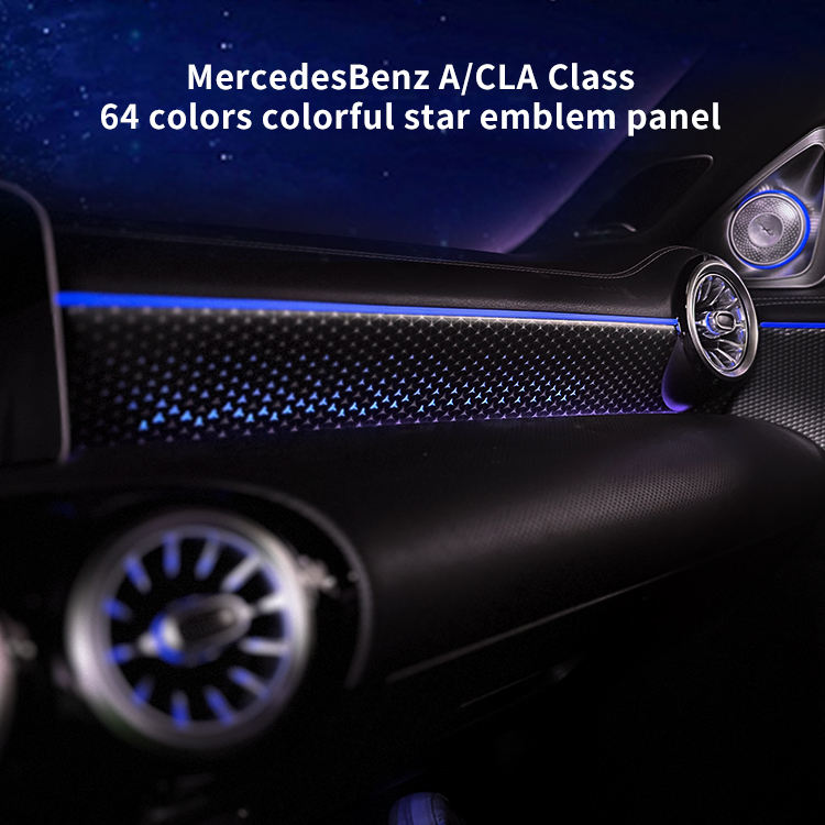For Mercedes Benz A-Class W177 CLA W118 Starlight Edition Passenger Side Dashboard Trim Panel 64-Color LED Ambient Light Upgrade