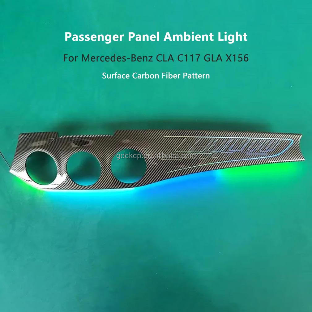 Luxury Passenger Interior Panel Ambient Light for Mercedes-Benz CLA W117 GLA X156 2013-19 Dashboard Co-pilot Carbon Fiber Panel