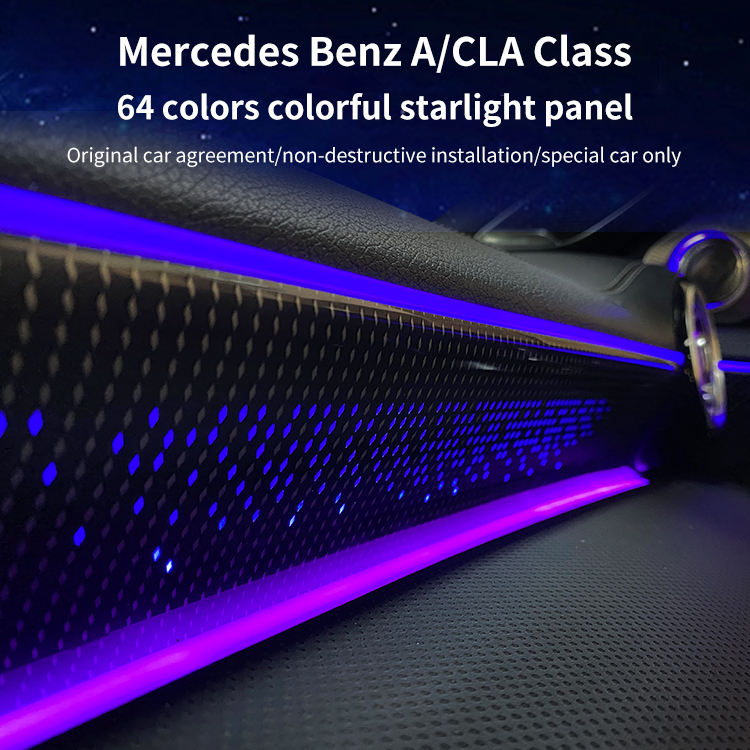 For Mercedes Benz A-Class W177 CLA W118 Starlight Edition Passenger Side Dashboard Trim Panel 64-Color LED Ambient Light Upgrade
