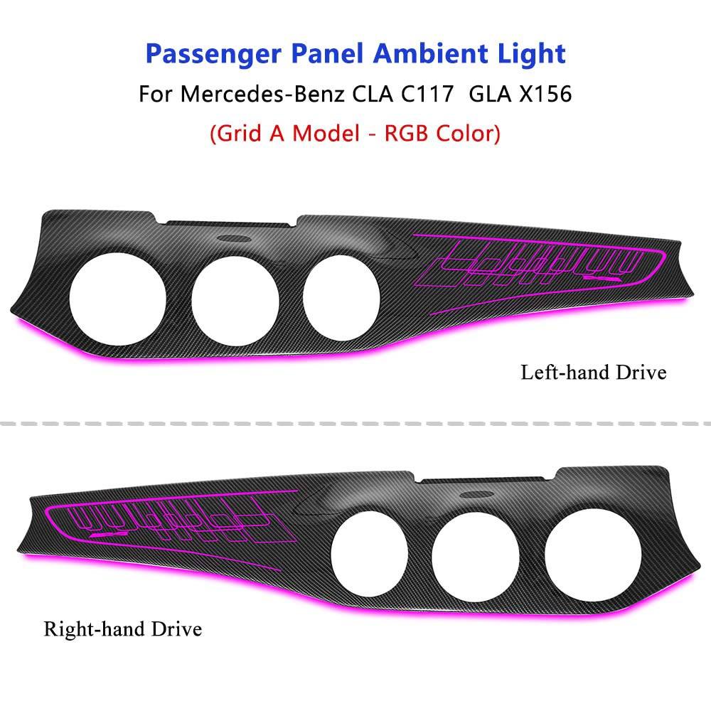 Luxury Passenger Interior Panel Ambient Light for Mercedes-Benz CLA W117 GLA X156 2013-19 Dashboard Co-pilot Carbon Fiber Panel