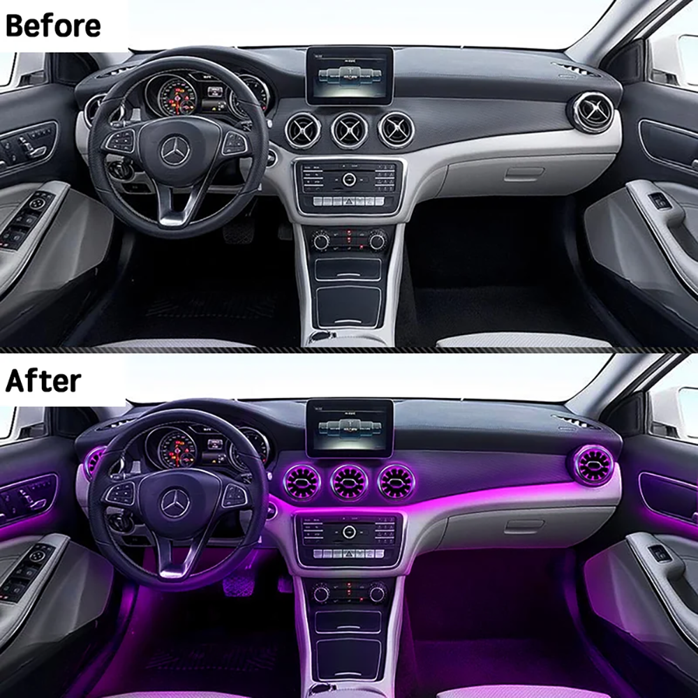 12 Colors W176 Ambient Light Kit LED Air Outlet for Mercedes Benz A-class 2013-2018 W117 Upgrade Car Interior Light Plug & Play