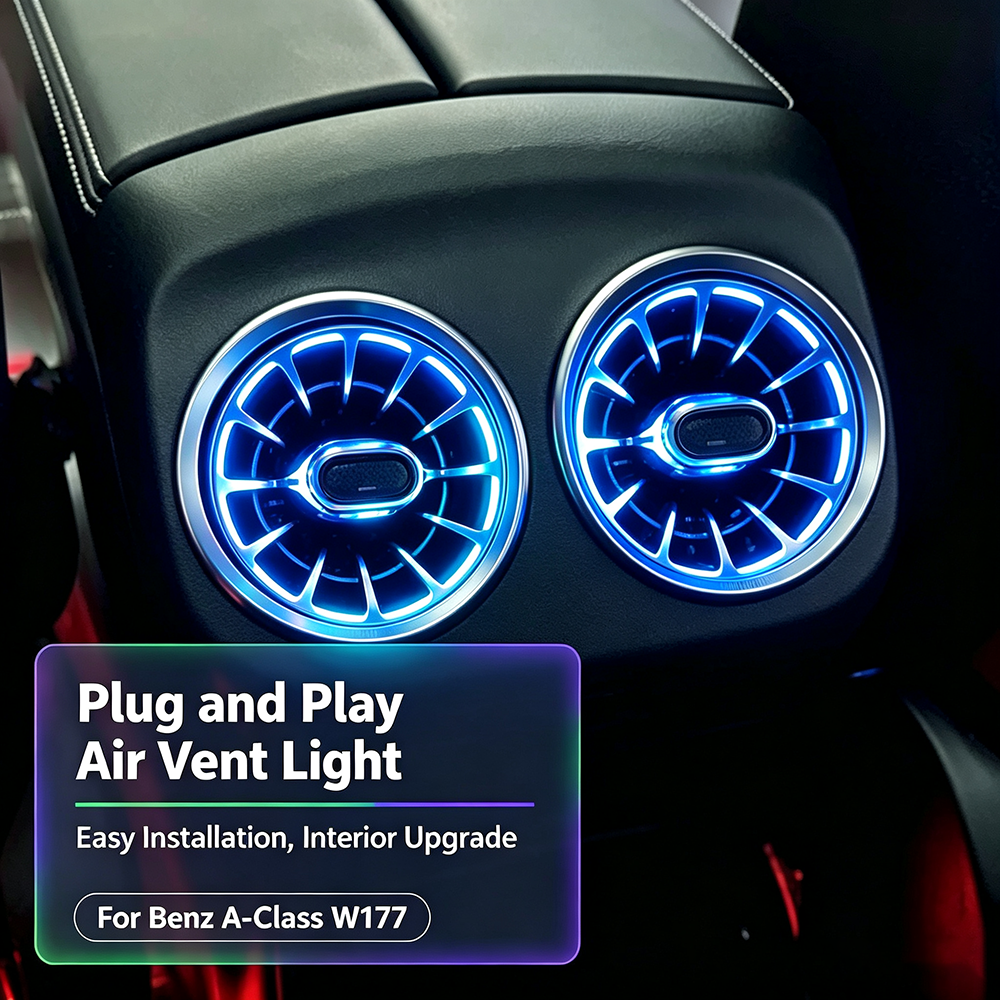 64 Colors LED Air Vent Outlet Ambient Light for Mercedes-Benz A-class W177 CLA W118 Car Air Vent Interior Lighting Upgrade