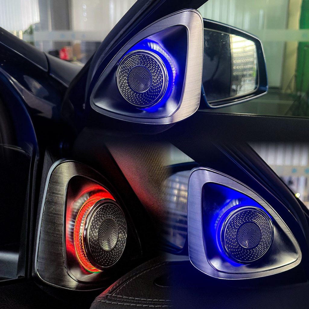 4D Rotating Tweeter Speaker 64 Colors LED Ambient Light for Mercedes-Benz GLA-Class X156 2013-2019 Car Interior Modification Kit