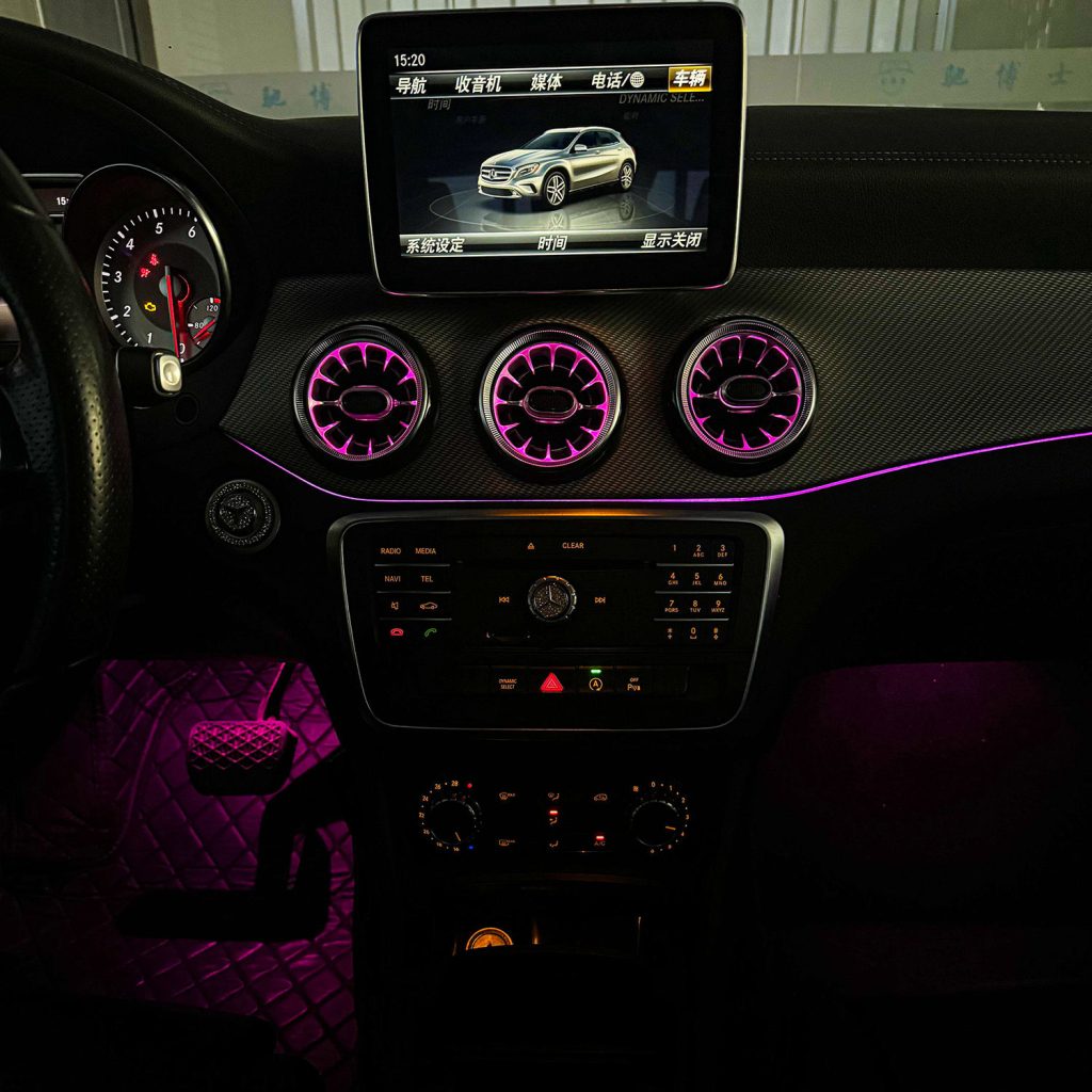 X156 12-Colors LED Ambient Light Kit for Mercedes Benz GLA-class 2013-2019 W156 Luminous Air Vent 4D Rotating Tweeter