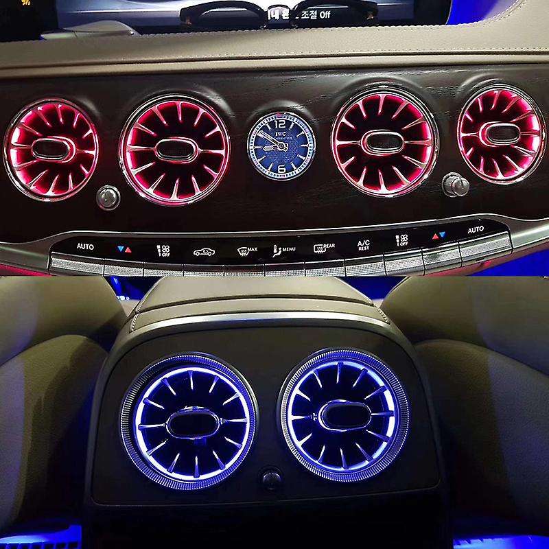 CKCP Mercedes-Benz S-Class W222 Silver+Black LED Ambient Light & Turbo Charger Air Vent Plug-and-Play 304 Stainless Steel+ABS