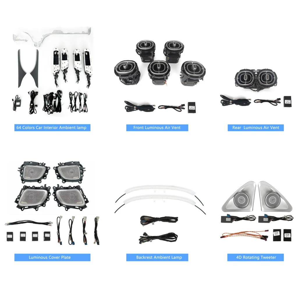 Full Set X254 Ambient Light Accessories Rotary Tweeter Luminous Turbine Vent Car Door Speaker Cover for Mercedes-Benz GLC-Class