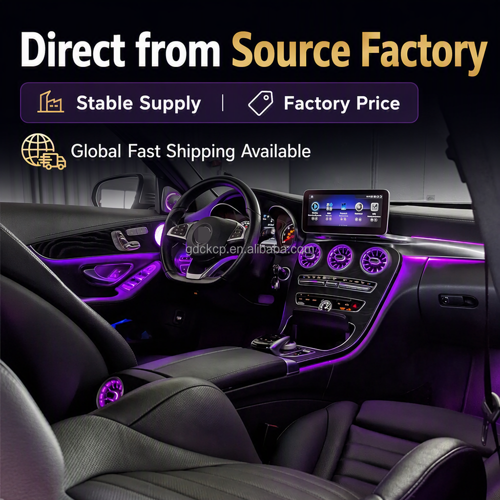 GLC X253 64-Color LED Ambient Light Kit for Mercedes Benz GLC-Class 2016-2022 Dual-Zone Color Mode OEM Protocol Sync Plug & Play