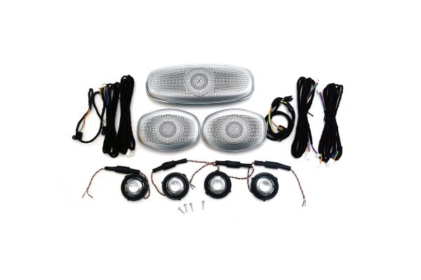 Headliner speaker and ambient-lighting components